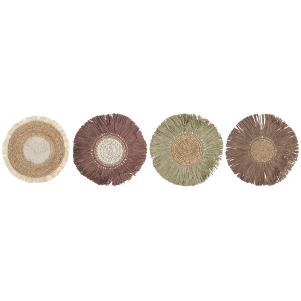 DECORACION PARED RAFIA YUTE 44X1X44 4 SURT.