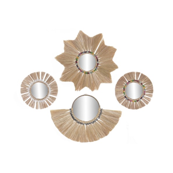 DECORACION PARED SET 4 RAFIA CRISTAL 40X1,5X32