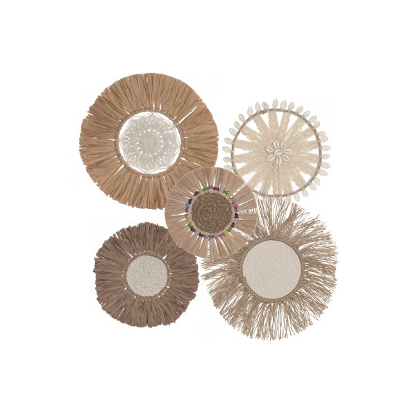 DECORACION PARED SET 5 RAFIA YUTE 21X1,5X21