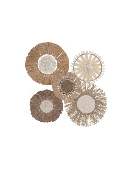 DECORACION PARED SET 5 RAFIA YUTE 21X1,5X21