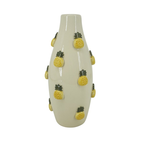 JARRON GRES 15X15X33 PIòAS RELIEVE AMARILLO