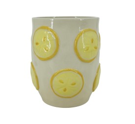 JARRON GRES 17X17X20 LIMONES RELIEVE AMARILLO