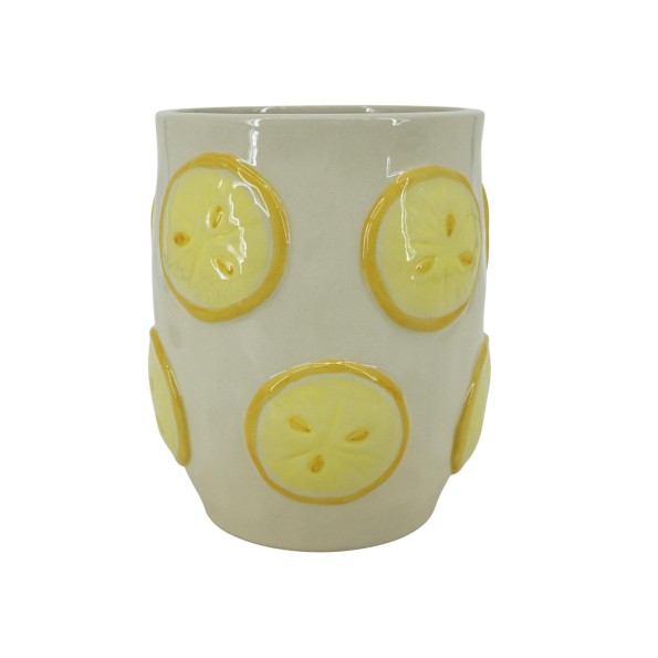JARRON GRES 17X17X20 LIMONES RELIEVE AMARILLO