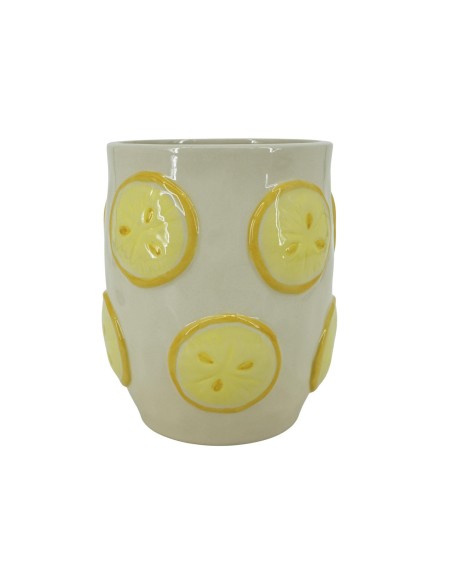 JARRON GRES 17X17X20 LIMONES RELIEVE AMARILLO