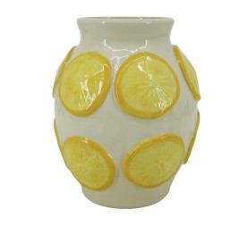 JARRON GRES 18X18X23 LIMONES RELIEVE AMARILLO