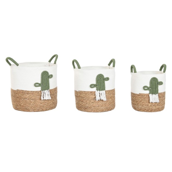 CESTA SET 3 FIBRA ALGODON 38X38X49 BLANCO
