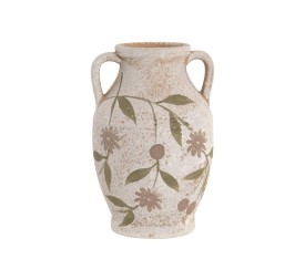 JARRON CERAMICA 16X16X25 FLORES MARRON