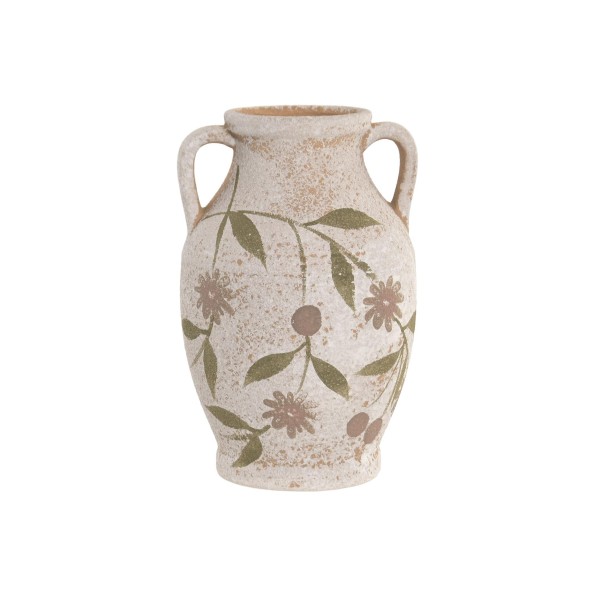 JARRON CERAMICA 16X16X25 FLORES MARRON