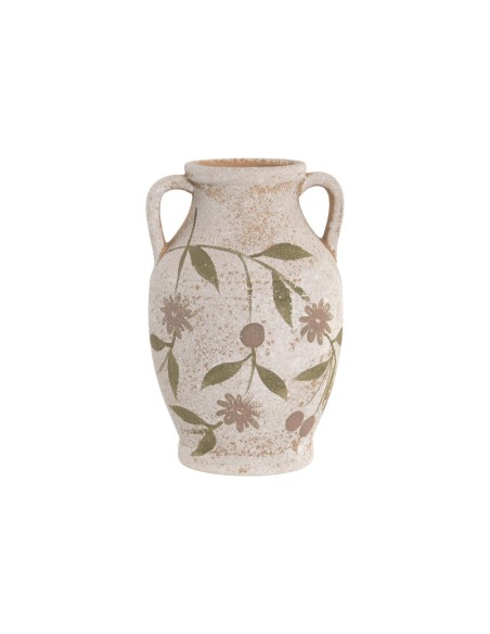 JARRON CERAMICA 16X16X25 FLORES MARRON