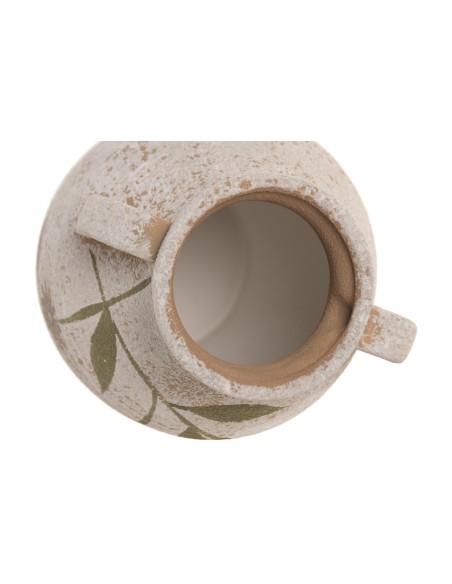 JARRON CERAMICA 16X16X25 FLORES MARRON