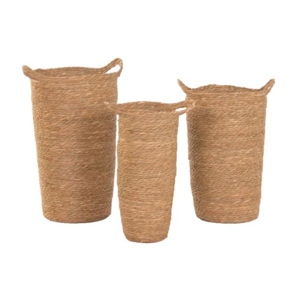 MACETERO SET 3 FIBRA 38X29X57 ASA NATURAL MARRON
