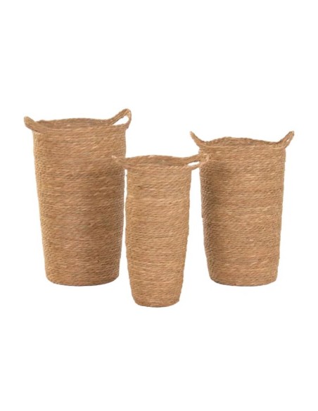 MACETERO SET 3 FIBRA 38X29X57 ASA NATURAL MARRON