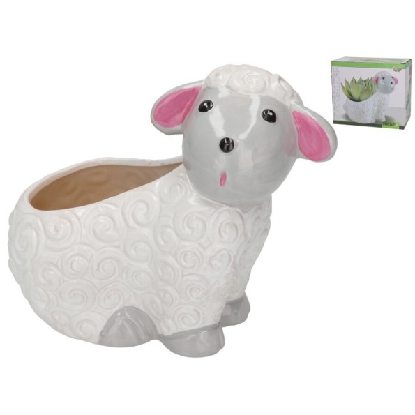 MACETERO PORCELANA OVEJA BRENDA 21X12X17,5 CM