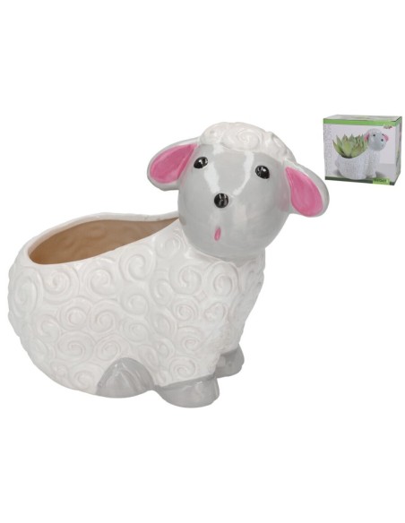 MACETERO PORCELANA OVEJA BRENDA 21X12X17,5 CM