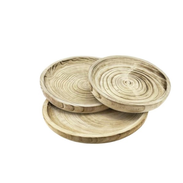 JUEGO 3 BOLS BAJOS MADERA 45x45x5 cm.