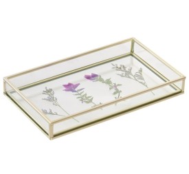 BANDEJA DECORACION CRISTAL METAL 24X14X3