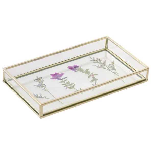 BANDEJA DECORACION CRISTAL METAL 24X14X3