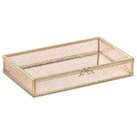 BANDEJA DECORACION CRISTAL METAL 24X14X4,5 ROSA
