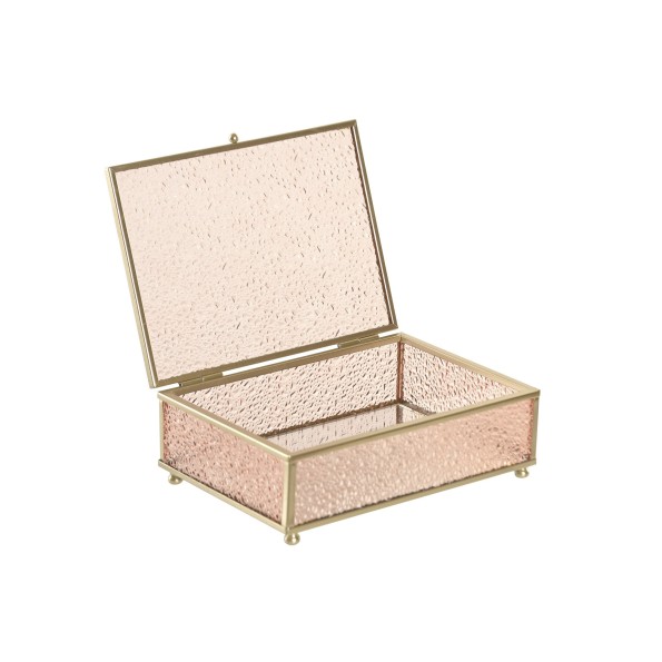 JOYERO CRISTAL METAL 18X14X5 ROSA