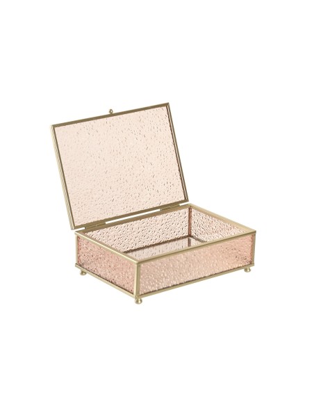 JOYERO CRISTAL METAL 18X14X5 ROSA