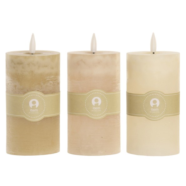 VELA LED CERA PARAFINA 7X7X16 3 SURT.