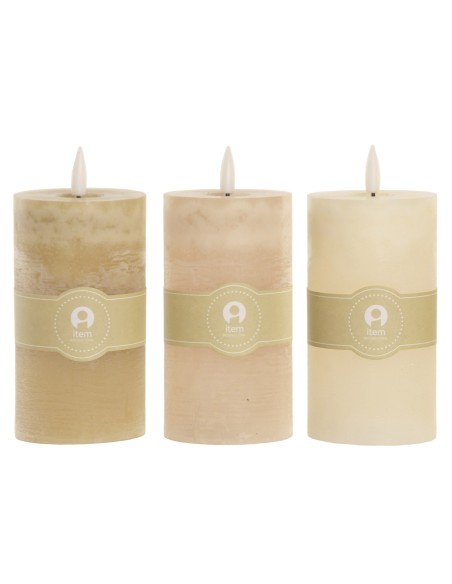 VELA LED CERA PARAFINA 7X7X16 3 SURT.