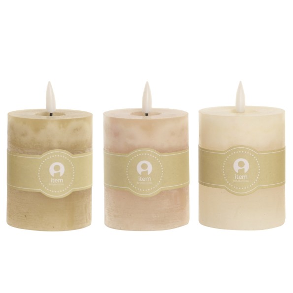 VELA LED CERA PARAFINA 7X7X12 3 SURT.