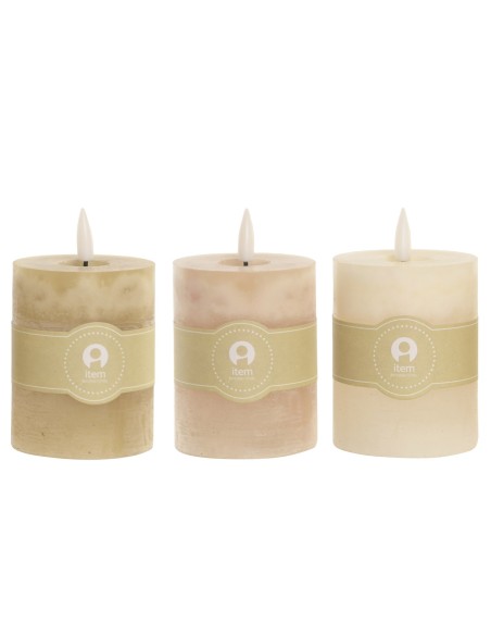 VELA LED CERA PARAFINA 7X7X12 3 SURT.