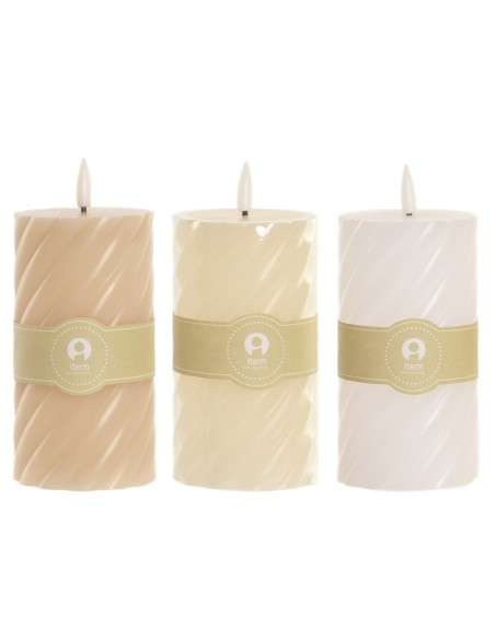 VELA LED CERA PARAFINA 7X7X17 ESPIRAL 3 SURT.