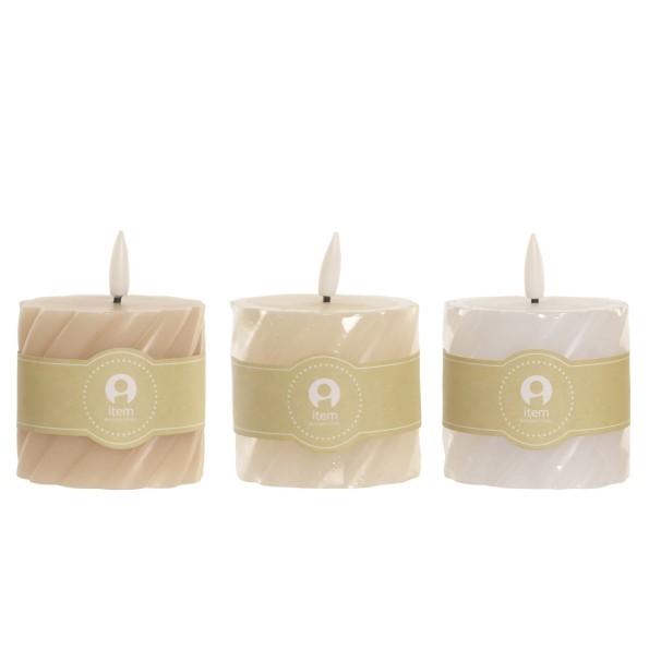 VELA LED CERA PARAFINA 7X7X10 ESPIRAL 3 SURT.