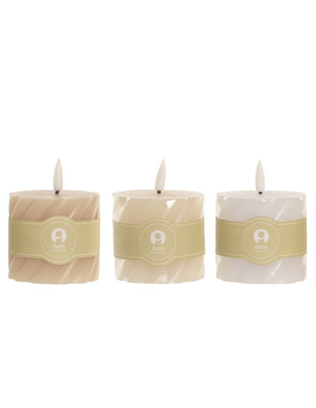 VELA LED CERA PARAFINA 7X7X10 ESPIRAL 3 SURT.