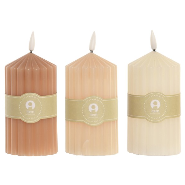 VELA LED CERA PARAFINA 7X7X16 1 RAYAS 3 SURT.