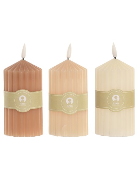 VELA LED CERA PARAFINA 7X7X16 1 RAYAS 3 SURT.