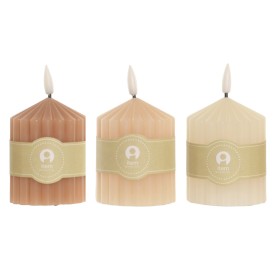 VELA LED CERA PARAFINA 7X7X12 RAYAS 3 SURT.