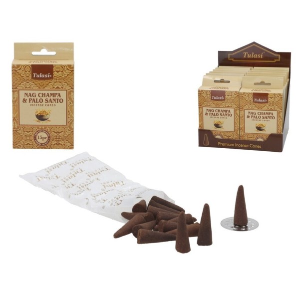 INCIENSO 15 CONOS NAG CHAMPA PALO SANTO