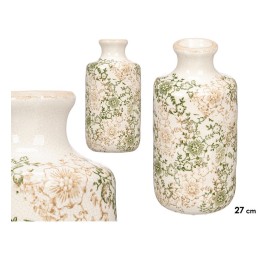 JARRON BOTELLA BOCA ANCHA VERDE BEIGE 27CM