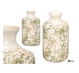 JARRON BOTELLA BOCA ANCHA VERDE BEIGE 20,5CM