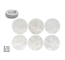 SET 6 POSAVASOS REDONDO NACAR 10CM BLANCO