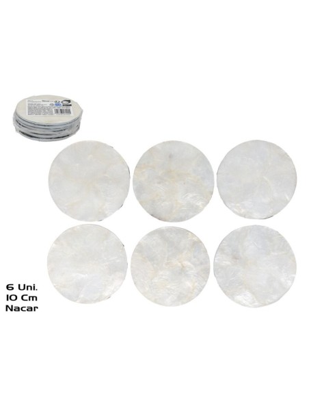 SET 6 POSAVASOS REDONDO NACAR 10CM BLANCO