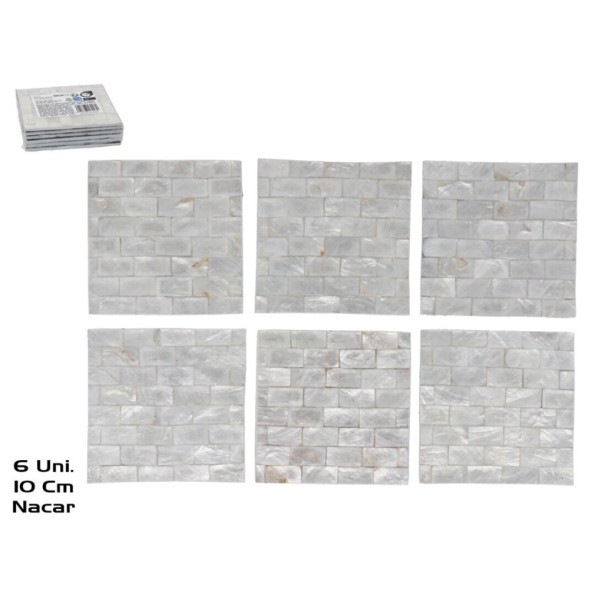 SET 6 POSAVASOS CUAD. NACAR 10X10CM