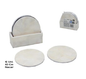 SET 6 POSAVASOS RED. NACAR 10CM BLANCO CAJA