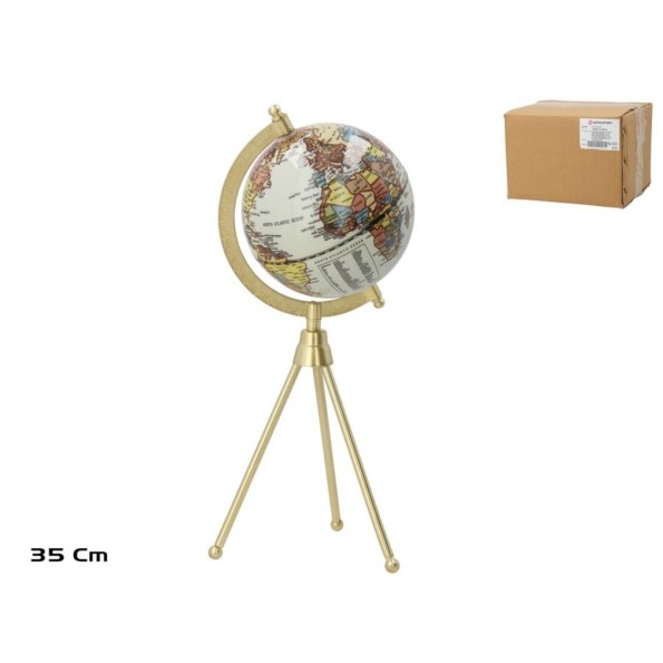 GLOBO TERRAQUEO BASE DORADA 12,7X35 CM LALITA