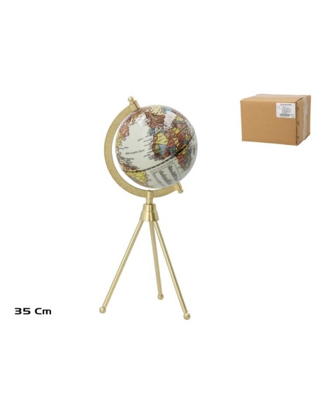 GLOBO TERRAQUEO BASE DORADA 12,7X35 CM LALITA