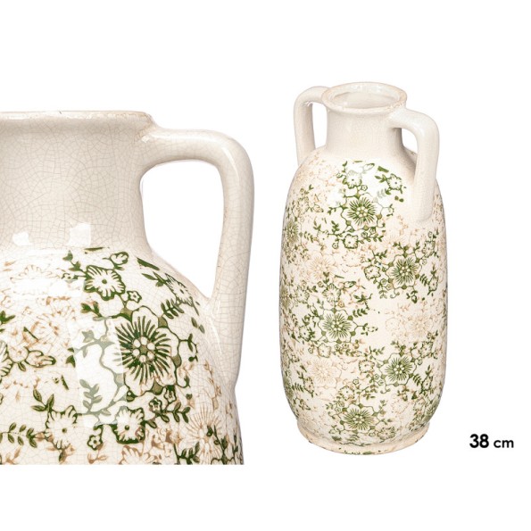 JARRON 2 ASA VERDE BEIGE 38CM