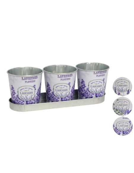 JARDINERA 3 MACETEROS LAVANDA 28,5X8,5CM