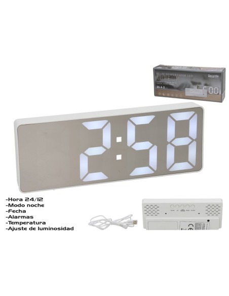RELOJ DESPERTADOR LED AUREUM 16X2.5X6CM