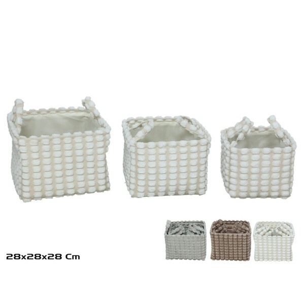CESTA X3 CUADRADA C/ASAS 3 STD 28X28X20/28CM DALIA