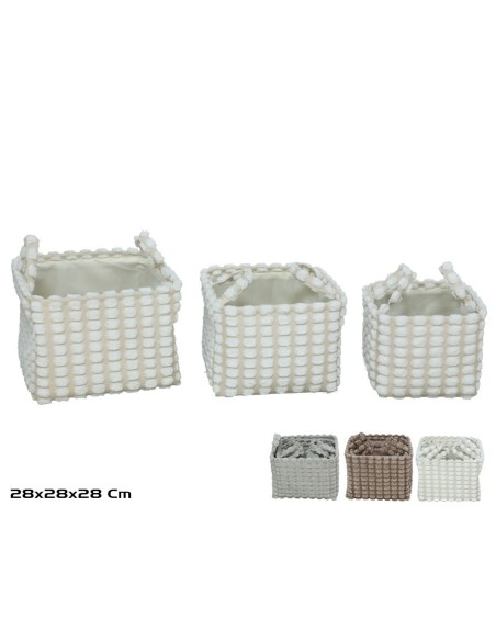 CESTA X3 CUADRADA C/ASAS 3 STD 28X28X20/28CM DALIA