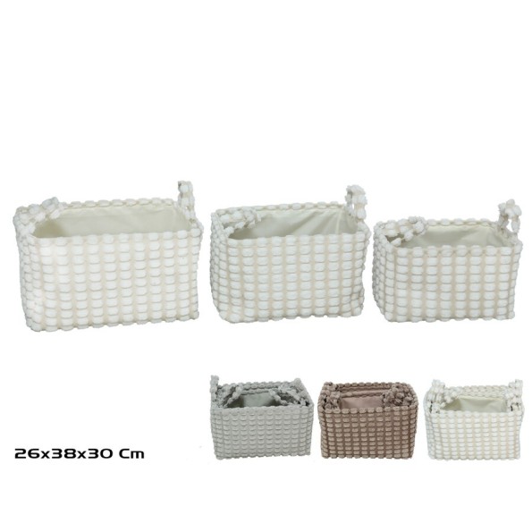 CESTA X3 RECTANGULAR C/ASAS 3 STD 38X26X22/30CM DALIA