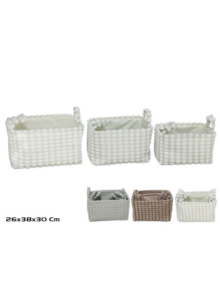 CESTA X3 RECTANGULAR C/ASAS 3 STD 38X26X22/30CM DALIA